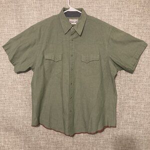 WRANGLER Mens Wrancher XL Shirt  Green Color With Pearl Snap Buttons.
